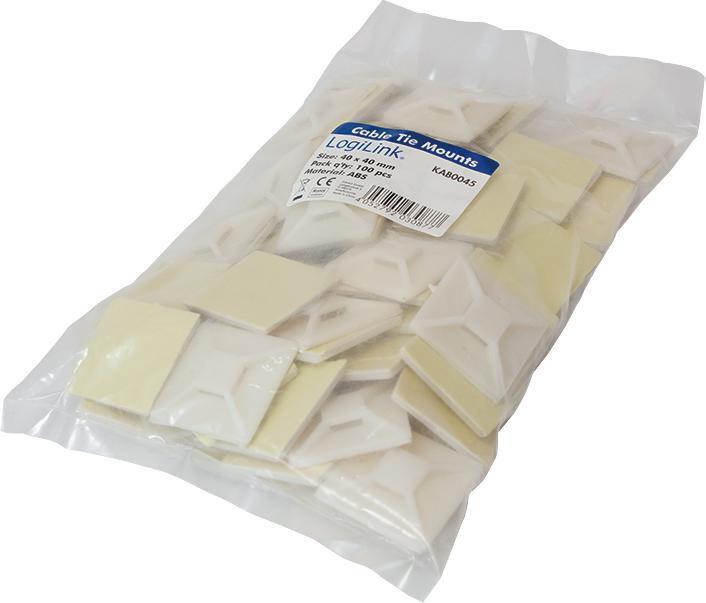 Productafbeelding LogiLink Kabelbinderhouders, zelfklevend, kabelbinderhouder: (Plastic kabelbinders, 40 mm, 100 Pcs.)