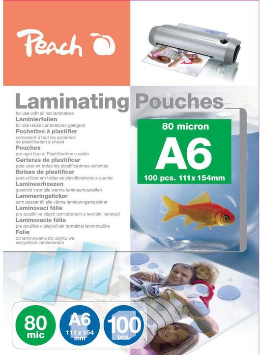 Actual product image Peach Laminating film A6 80 mic A6, 420 µm, 100 pieces, Glossy (A6, 100 Piece, 80 µm)
