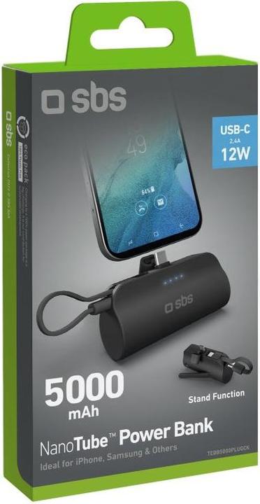 Image du produit SBS Banque d'alimentation 5 000 mAh Fonction de support et câble USB-C intégré (5000 mAh)