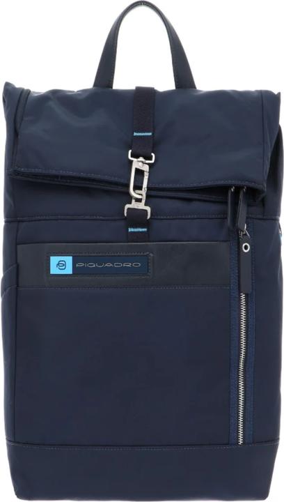 Actual product image Piquadro Zaino Roll Top Porta PC PQ-BIOS, Leather Backpack, Blu Authentic