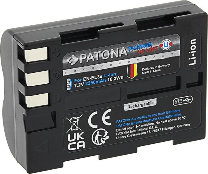 Actual product image Patona Platinum Battery Nikon EN-EL3E USB-C (Rechargeable battery)