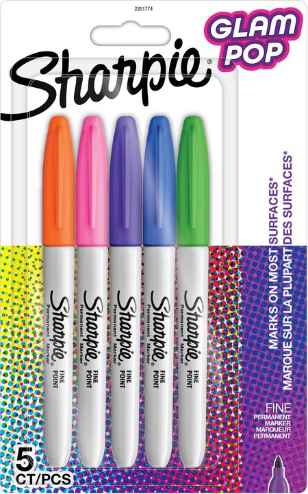 Newell Sharpie - Permanent Marker Fine Glam Pop 5-Blister (2201774) (Mehrfarbig, 0.90 mm, 5 x)