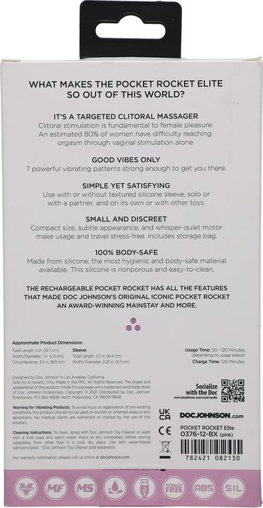 Produktbild Doc Johnson Pocket Rocket® Elite - Rechargeable with Removable Sleeve - Pink