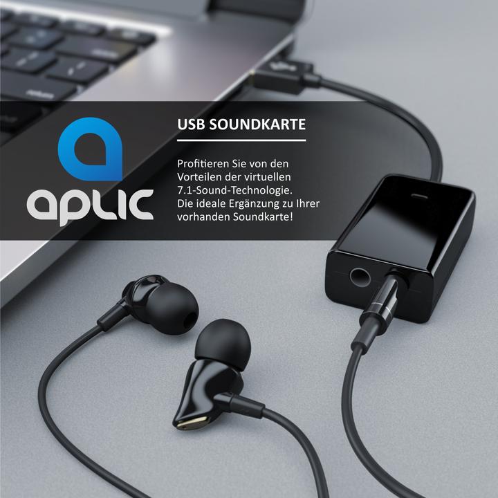 Image du produit Aplic Carte son Virtual 7.1 Surround, USB mini externe, Dynamic 3D Surround, entrée 3,5mm, sortie 3,5mm (USB 2.0)