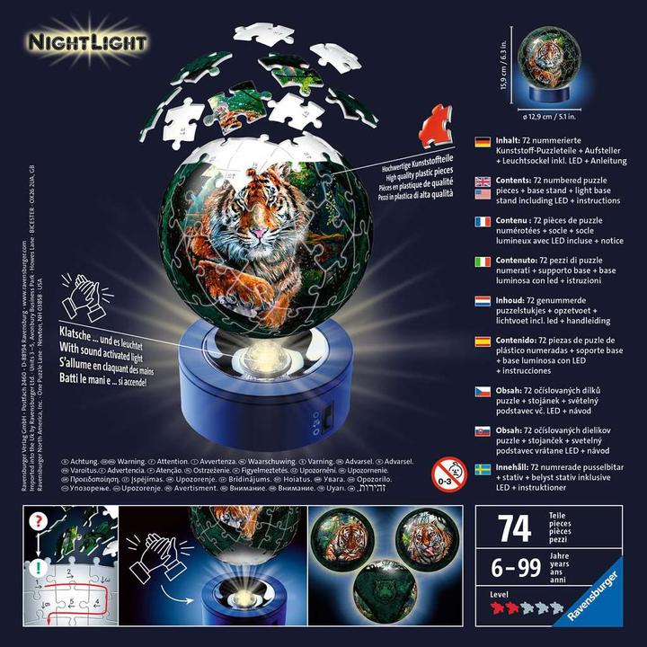 Produktbild Ravensburger Nachtlicht- Raubkatzen (72 Teile)