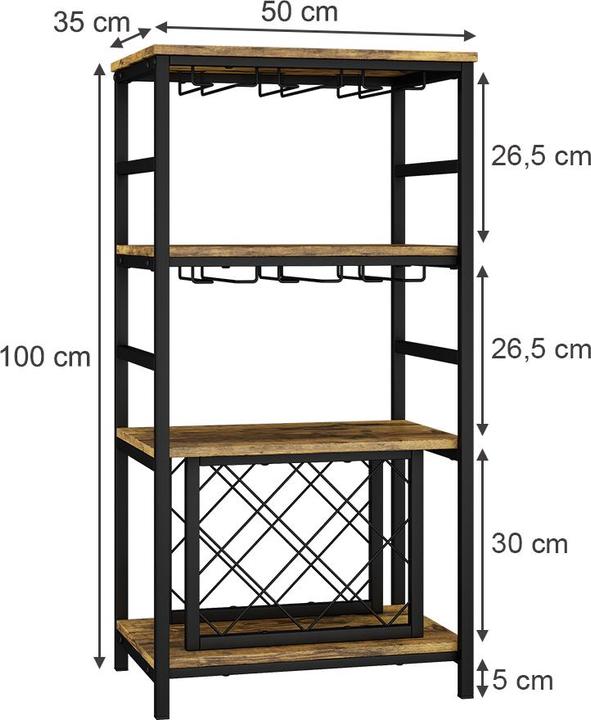 Actual product image Vichy Wine rack Vela, Rustic oak, 50 x 100 cm with glass holder (8 Fl.)