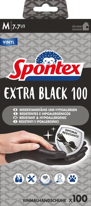 Image du produit Spontex Gants jetables Extra Black 100 en vinyle taille M