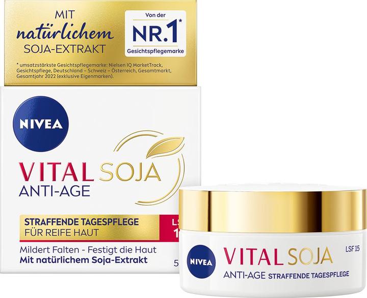 Actual product image NIVEA Vital Soy Anti-Age Day Cream SPF15 Pot 50 ml (50 ml, 24h cream, SPF 15)