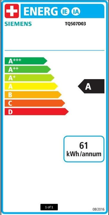 Label énergétique Siemens EQ.500 Intégral (Prise UE)