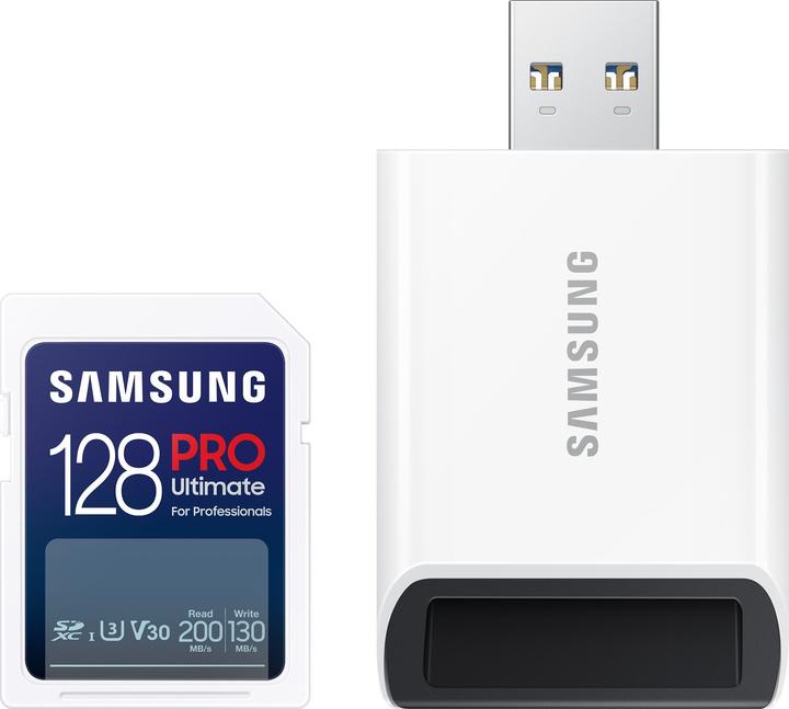 Actual product image Samsung PRO Ultimate with USB card reader (128 GB, SDXC, U3, UHS-I)