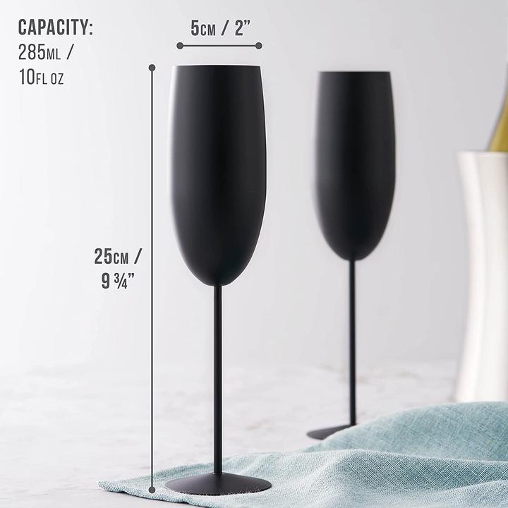 Actual product image Oak & Steel 4 Stainless Steel Champagne Glasses Gift Set (28.50 cl, 4 Glasses, Champagne glasses)