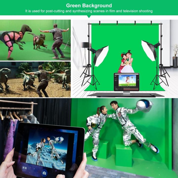 Actual product image Puluz 2x2m Photo Studio Background Stand Kit with Red / Blue / Green Backdrops (200 cm)