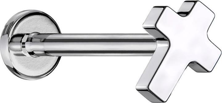 Star Piercing Micro Labret Innengewinde silber Kreuz (ohne Messing, Titan G23)
