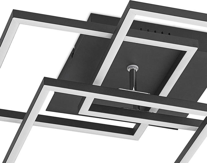 Produktbild Lindby Qiana LED-Deckenlampe CCT, eckig, schwarz (1600 lm)