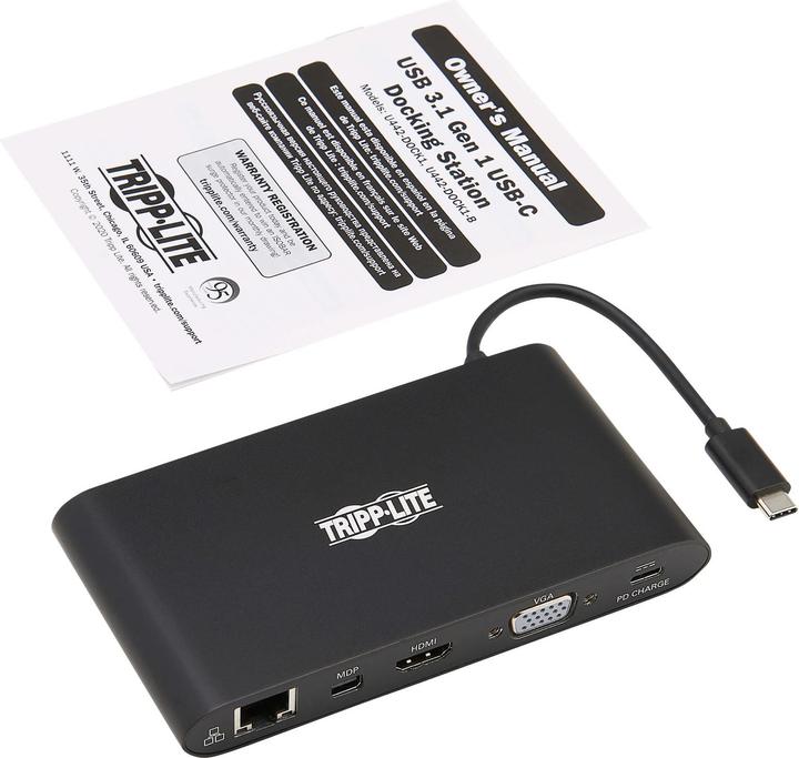 Produktbild Eaton Tripp Lite Series USB-C Laptop Docking Station Type-C HDMI VGA Thunderb 3black (USB-C, 4 Ports)