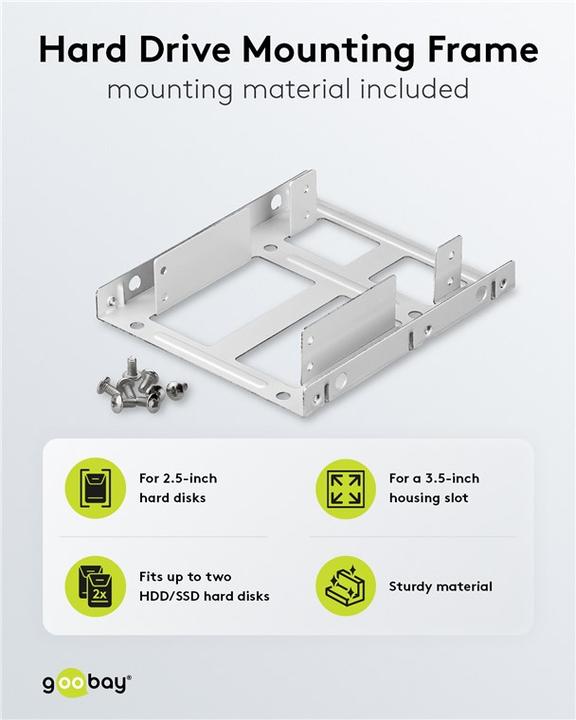 Immagine prodotto Goobay doppio telaio di montaggio per disco rigido da 2,5" a 3,5", argento