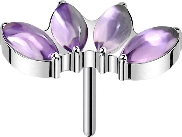 Produktbild Star Piercing Threadless silber vier Ovale Amethyst Steine (Titan G23, ohne Messing, Mineralisch)