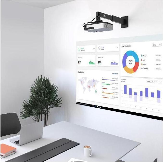 Actual product image Maclean TV MC-945 wall mount for short throw video projector mount 360° rotatable 15 kg (Wall)