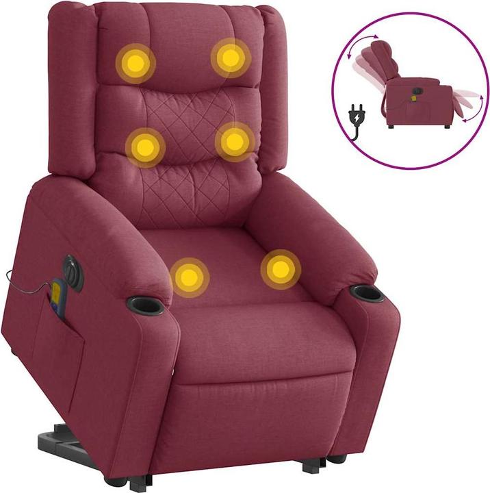 Produktbild VidaXL Elektrischer Massagesessel mit Aufstehhilfe Weinrot Stoff