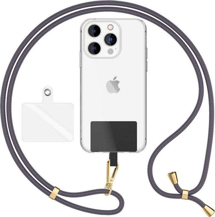 Produktbild Nalia Handyband + Pad für Hülle zum Umhängen, Karabinerhaken Anhänger aus Metall (gold)