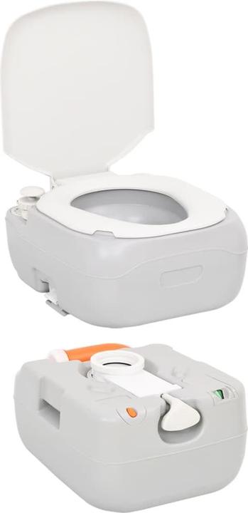 Immagine prodotto VidaXL Toilette da campeggio portatile grigia e bianca 22+12 L HDPE