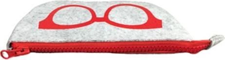 Actual product image Bekos Soft Felt Glasses Case with Zipper Red