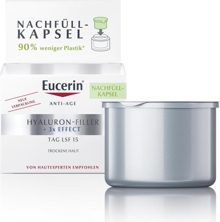 Eucerin HYALURON-FILLER Tag LSF 15 für trockene Haut Nachfüllkapsel (50 ml, Tagescreme, SPF 15)