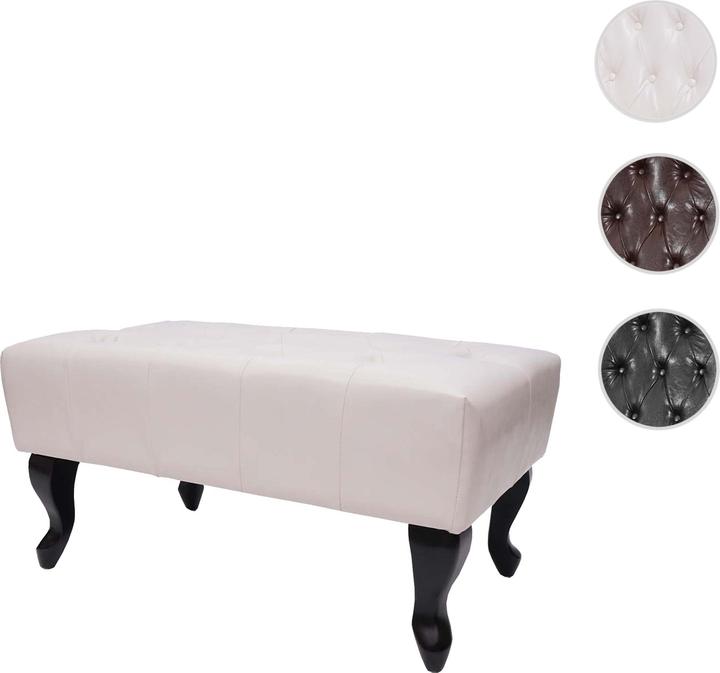 Immagine prodotto Mendler Ottomana Chesterfield, sgabello con poggiapiedi, similpelle 39x77x47cm bianco panna