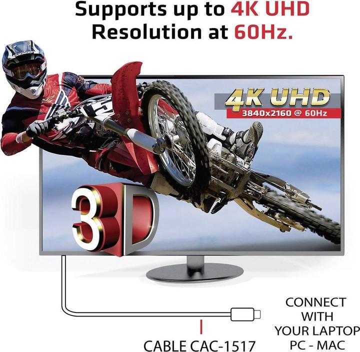 Image du produit Club 3D USB Typ C — DisplayPort (USB-C, 120 cm)