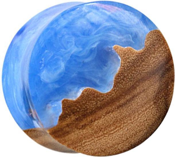Immagine prodotto Star Piercing Spina svasata Oceano e Terra Epossidica Blu Oliva Legno (senza ottone, Organico)