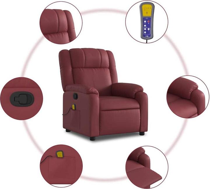 Image du produit VidaXL Fauteuil de massage vin rouge similicuir,Couleur : vin rouge,Matériaux