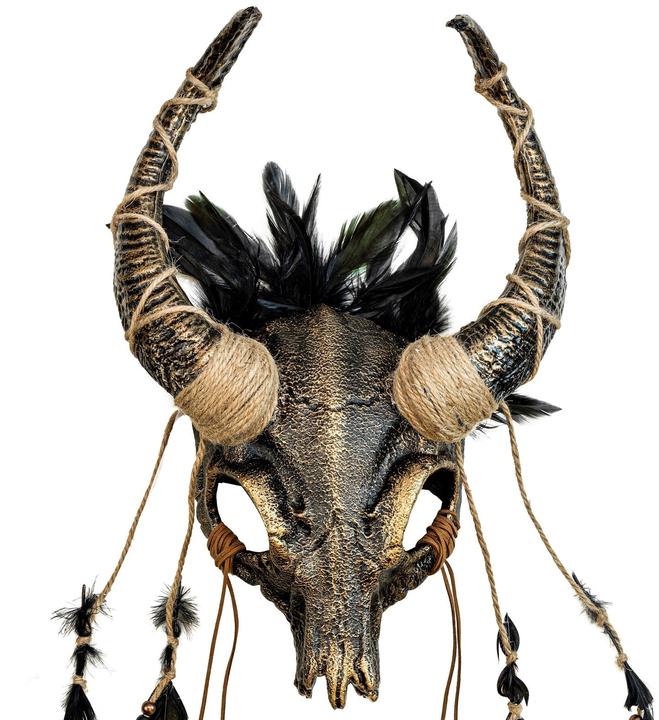 Widmann Shaman mask bull's skull with feathers
