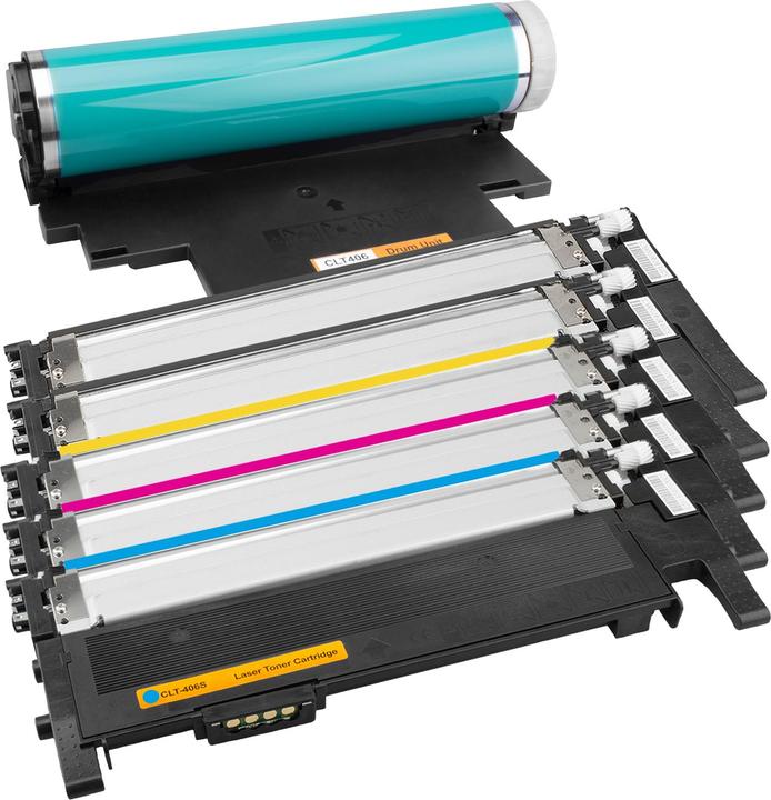 Image du produit Plutoos Samsung CLT-406S Toner XXL & Samsung CLT-R406 Trommel XXL compatibles, jeu de 4 couleurs + 1 tambour