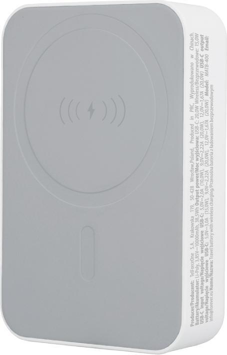 Actual product image Forever MATB-400 wireless power bank 20W 10000mAh Qi2 white (10000 mAh, 20 W, 20 Wh)