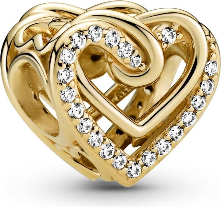 Pandora 14k Gold Funkelnde Verschlungene Herzen Charm (Metalllegierung vergoldet)