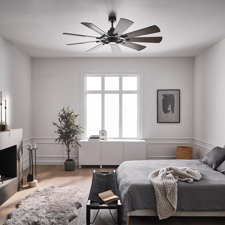 Produktbild Elstead Lighting Gentry leiser Deckenventilator mit LED Licht Ø165cm DC-Motor Holz + Fernbedienung
