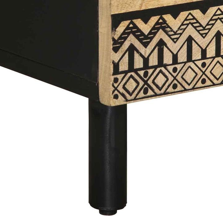Actual product image VidaXL Bedside table Bedside cabinet Bedside chest of drawers Bedside console Black Rough mango wood (40 x 33.5 x 46 cm)