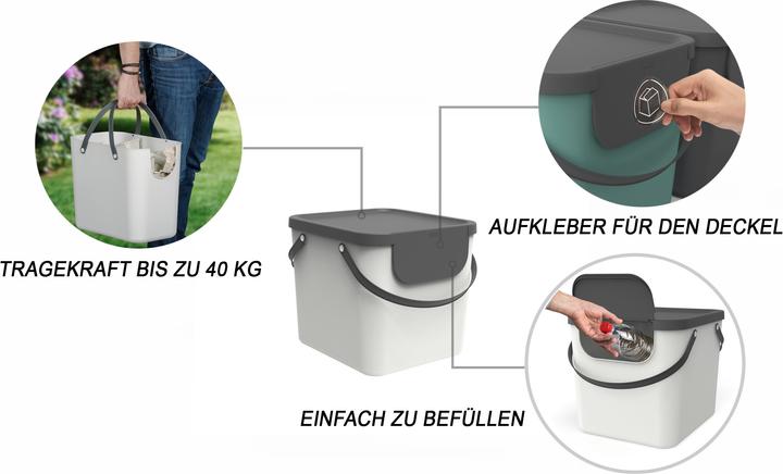 Produktbild Rotho Mülltonne Albula 40L weiss (40 l)
