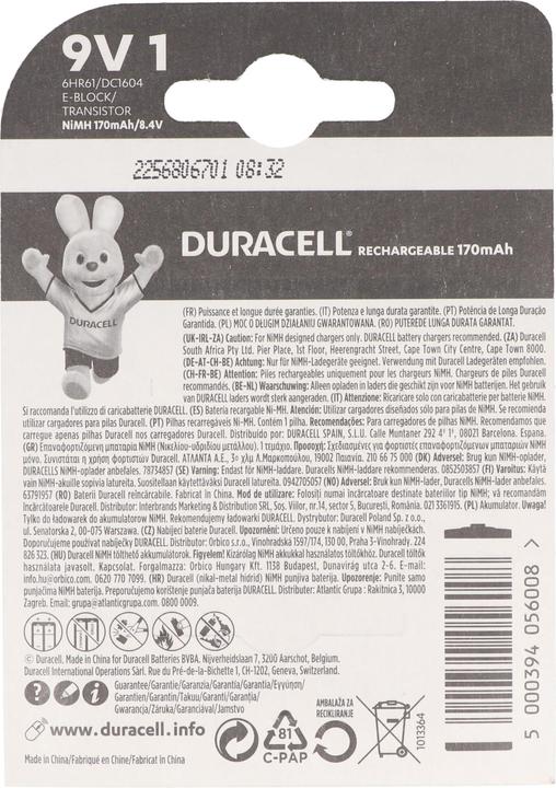 Produktbild Duracell Recharge Ultra (1 Stk., 9V Block, 170 mAh)