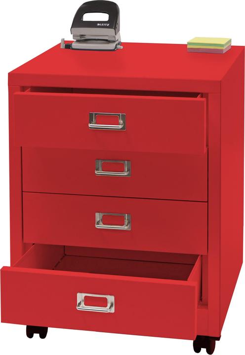 Produktbild Mendler Rollcontainer HWC-L49, Metall 55x40x41cm 4 Schubladen, rot