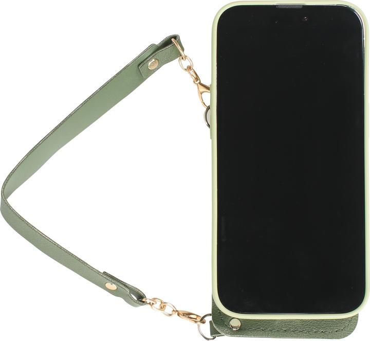 Immagine prodotto PhoneLook Cover in silicone morbido al tatto con tasca in pelle per carte o soldi e cordino integrato (Apple iPhone 14 Pro Max)