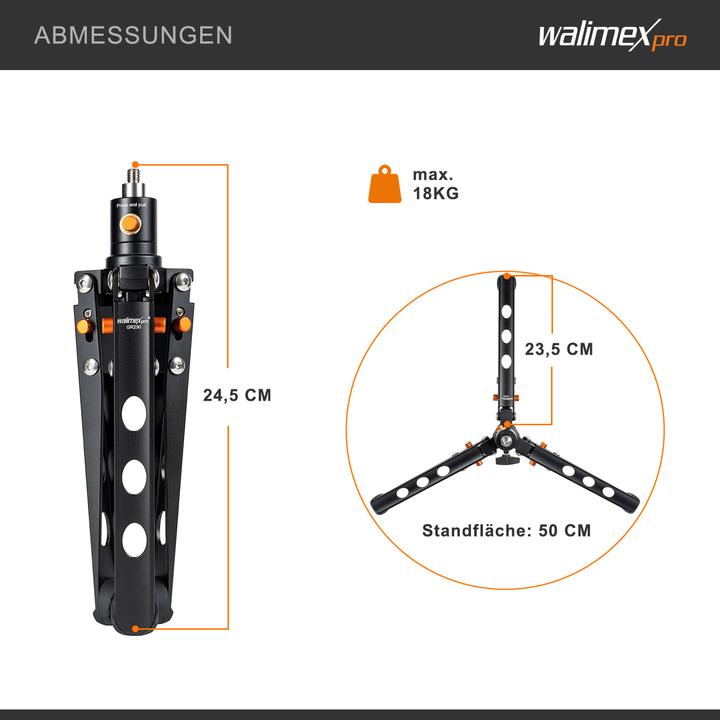 Image du produit Walimex pro pro Ground Rocker GR230 Trépied de sol et barre de support (Métal, Matières plastiques)