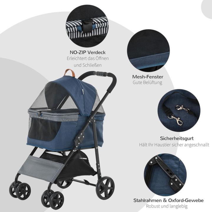 Produktbild PawHut Hunde-Buggy für kleine Hunde (Hund, Faltbar, Reflektoren)