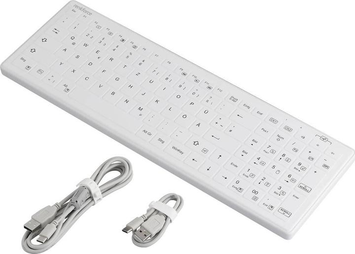 Actual product image Renkforce RF-WPIK-500 USB Hygiene-Tastatur Deutsch, QWERTZ, Windows® Weiss Siliko (DE, Cable)
