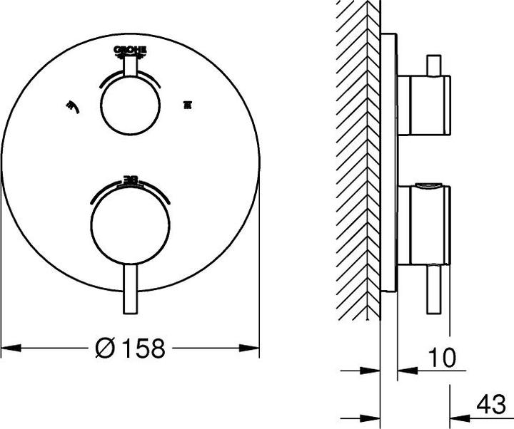 Actual product image Grohe Thermostatic shower mixer ATRIO with 2-W diverter ha graph bü