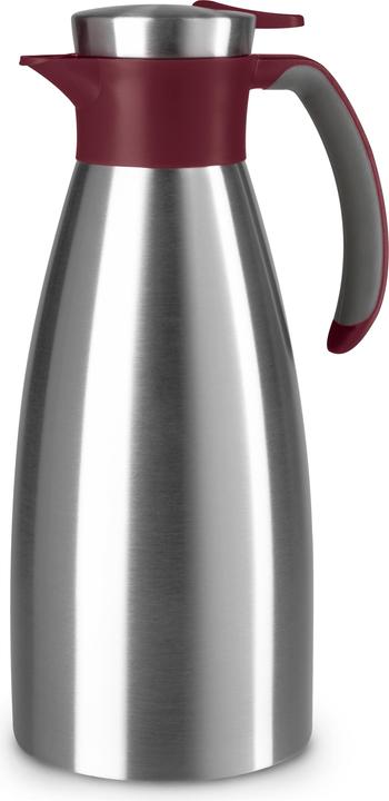 Produktbild Emsa Isolierkanne SOFT GRIP, 1,5 Liter, Edelstahl / weinrot Einhandbedienung durch Quick-Tip-Verschluss (1.50 l)