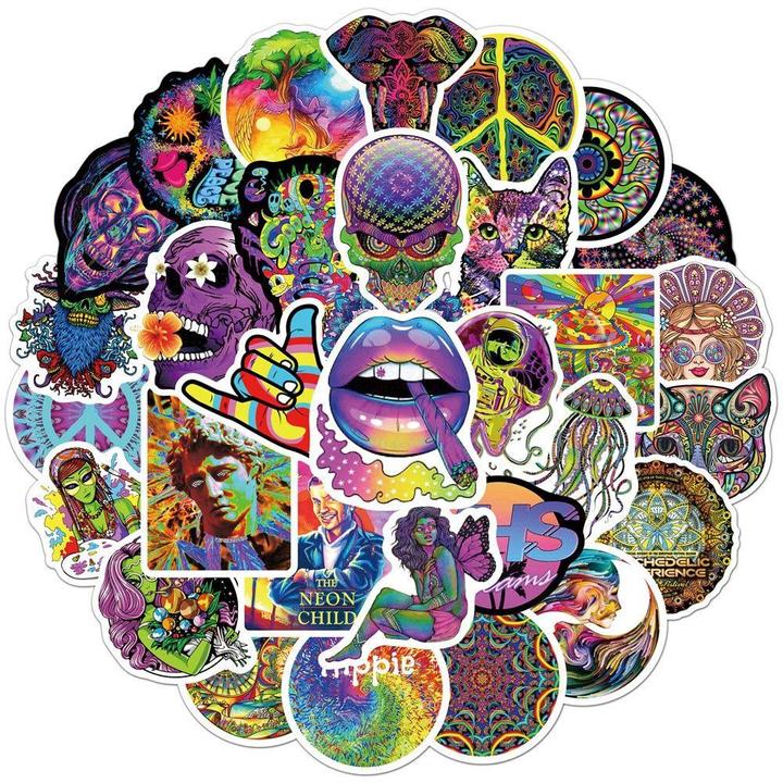 Produktbild JTI Aufkleber - psychedelische Muster - 50 Stk