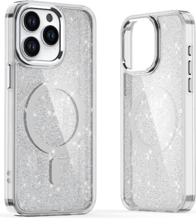Actual product image Hurtel Glitter Case MagSafe for iPhone 16 - white with glitter (Apple iPhone 16)