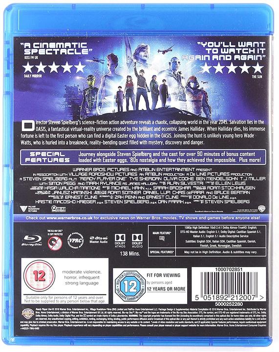 Actual product image Warner Bros Ready Player One-Movie/Film (Blu-ray, English)