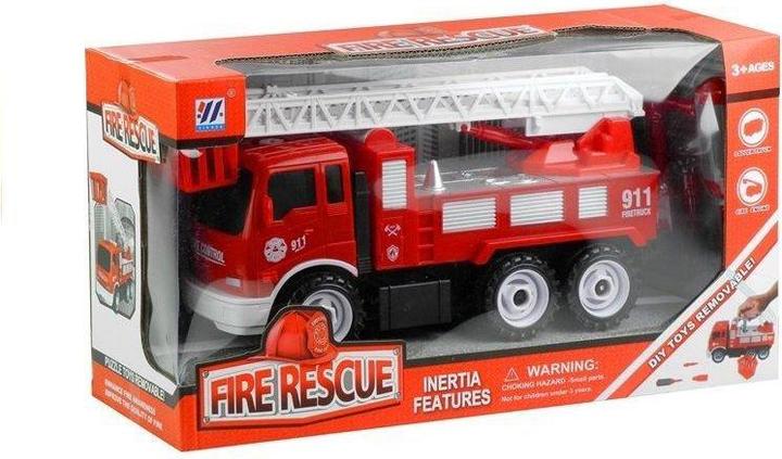 Produktbild Lean Toys Fire truck with ladder + tools for dismantling